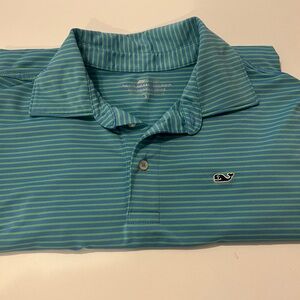 Boys XL Vineyard Vines Blue and Green Striped Polo